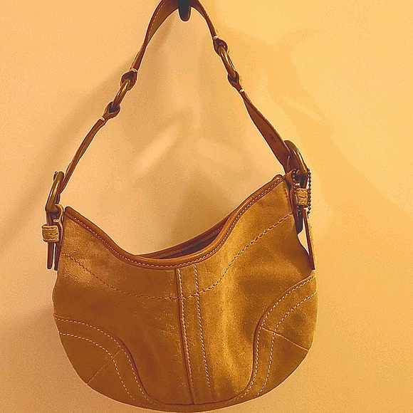 Coach Handbags - Tan suede Coach minibag